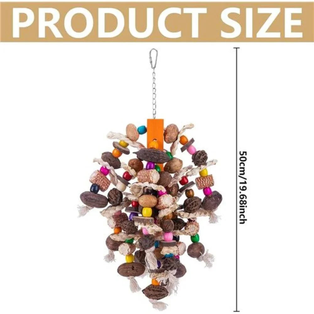 Large Parrot Bird Chewing Toys-Natural Nuts Corn Parrot Tearing Toy-Wooden